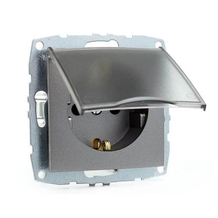 Розетка с заземлением с крышкой Mono Electric Despina-Larissa 16А 250В антрацит 500-002421-118