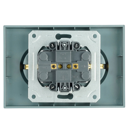 Розетка 2-местная с защитной шторкой Stekker Эмили с/з 250В 16А RST16-5114-09 антрацит soft touch 49934