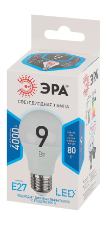 Лампа светодиодная Эра E27 9W 4000K LED A60-9W-840-E27 Б0032247
