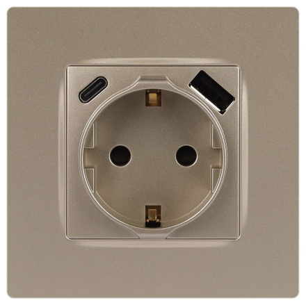 Розетка со шторками с USB type-A+C Эра 12-4108-04 Б0067727