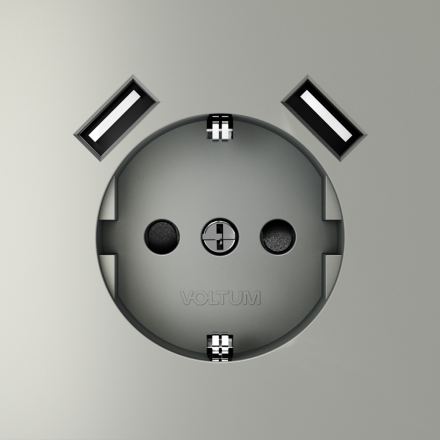 Розетка с USB, А+А Voltum S70 VLS040405 (сталь)