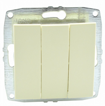 Выключатель трехклавишный Mono Electric Despina-Larissa 10А 250В крем 500-001722-114