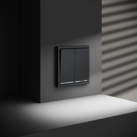Проходной переключатель двухклавишный с подсветкой Voltum S70 VLS020407 (графит)