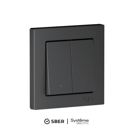Выключатель 2-кл с подсв., Zigbee, сх.5, L+N, 10А SBER Systeme Electric AtlasDesign Smart Карбон ATN001053Z