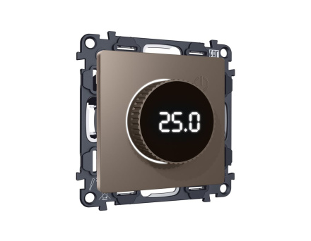 Комплект мех-ма термор-ра с цифровым дисплеем с подсветкой и датчиком для теплого пола Alfa Темная бронза матовый Quant Ambrella Volt MA635810 (AP6358, VM1385)