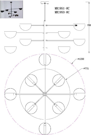 Люстра на штанге MyFar Valentina MR1953-8C
