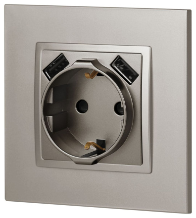 Розетка со шторками с 2xUSB Эра Elegance 14-4109-16 Б0065775