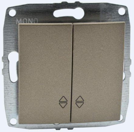 Выключатель двухклавишный проходной Mono Electric Despina-Larissa 10А 250В бронза 500-002323-111