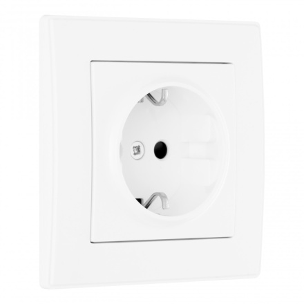 Комплект розетки с/з и шторками и рамкой Arte Milano SET06-1-40-1 white