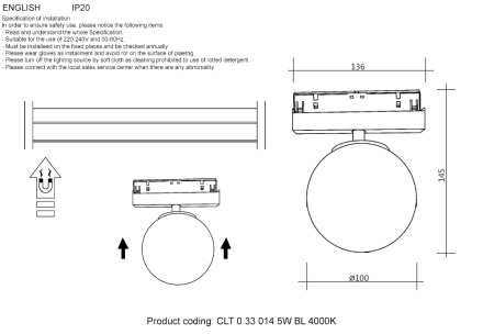 Трековый магнитный светильник Crystal Lux CLT 0.33 014 5W BL 4000K
