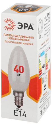 Лампа накаливания Эра B-40-E14-230-FR свечка Б0066378