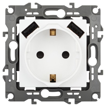Розетка со шторами и 2 USB Эра 12-4109-01М Б0065728