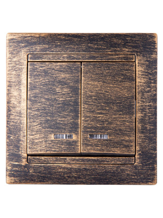 Выключатель двухклавишный с подсветкой Лама TDM Electric SQ1815-0747