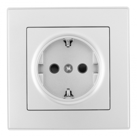 Комплект розетки с/з и шторками и рамкой Arte Milano SET06-1-40-1 silver