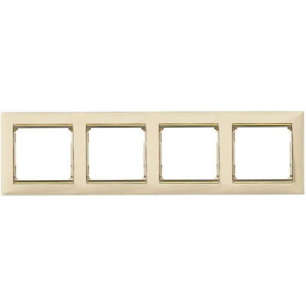 Рамка 4-постовая Legrand Valena слоновая кость/золотой штрих 774154