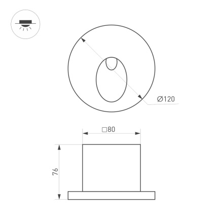 Светильник для ступеней Arlight LT-TIE-R120-3W Warm3000 (WH, 45x70 deg, 230V) (IP65 Бетон) 050872