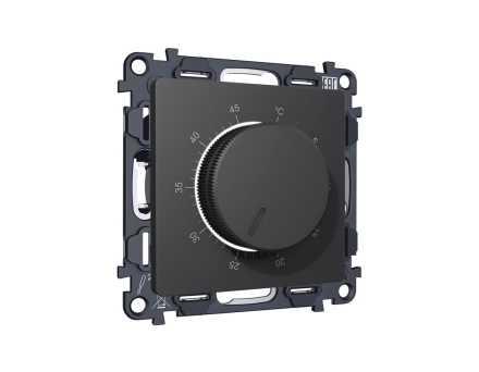 Комплект механизма терморегулятора с датчиком для теплого пола с подсветкой 16A-250V Alfa Графит мягкое касание Quant Ambrella Volt MA905710 (AP9057, VM1381)