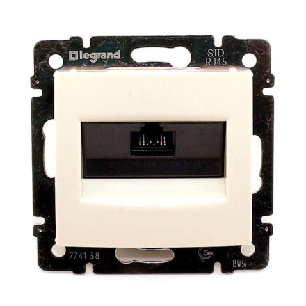 Розетка компьютерная RJ45 Legrand Valena 5e кат UTP на винтах слоновая кость 774138