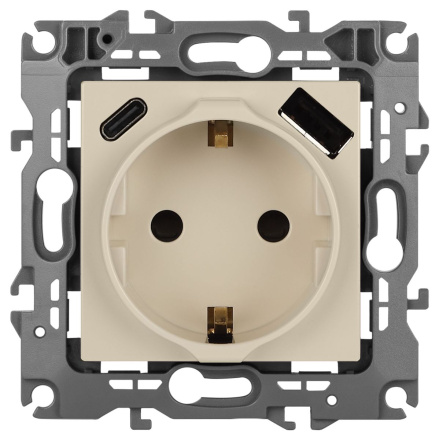 Розетка со шторками с USB type-A+C Эра 12-4108-02 Б0067731