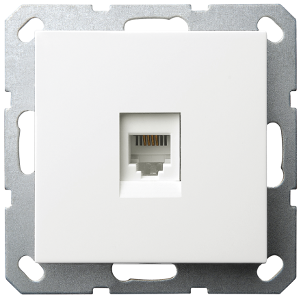 Интернет розетка Jasmart разъем RJ45 с накладкой белый глянцевый G6105W