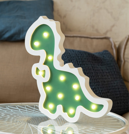 Светодиодный ночник Apeyron Динозавр теплый белый 2хААА МДФ 12-172