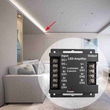 Усилитель RGB Apeyron 12В 288Вт 3 канала*8А 04-04(288)