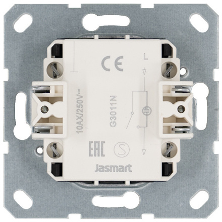 Выключатель одноклавишный со светодиодом 10A 250V с накладкой, цвет Тауп Jasmart G3011NT