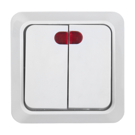 Выключатель 2-клавишный с подсветкой General Альфа 477003
