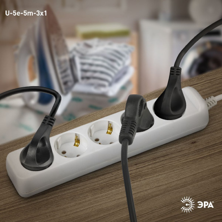 Удлинитель электрический Эра U-5e-5m-3x1 Б0028377
