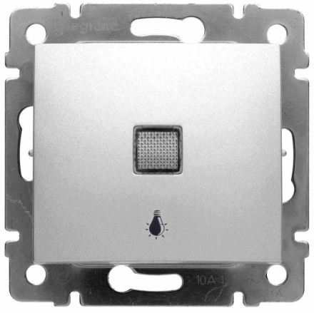 Выключатель кнопочный одноклавишный Legrand Valena 10A 250V Лампа алюминий 770113
