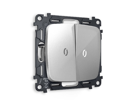 Комплект механизма 2-кл проходного выключателя с подсветкой Ambrella Volt Omega MO404035