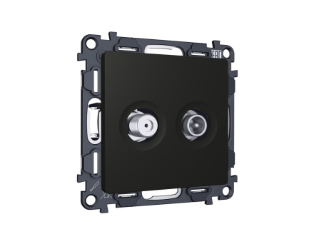 Комплект механизма розетки TV оконечной + SAT 5-862MHz 3.5dB/950-2150MHz 3.5dB Alfa Черный матовый Quant Ambrella Volt MA813310 (AP8133, VM217)