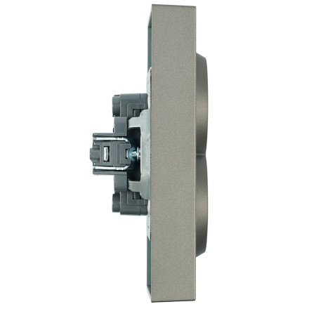 Розетка 2-местная с защитной шторкой Stekker Эмили с/з 250В 16А RST16-5114-09 антрацит soft touch 49934