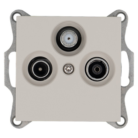 Розетка TV+FM+SAT Ф9.5mm проходная с накладкой, цвет Тауп Jasmart G6207T