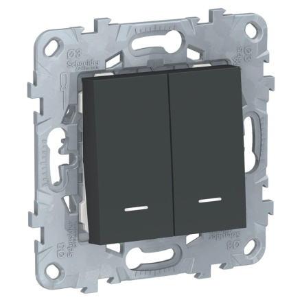 Переключатель двухклавишный с подсветкой Schneider Electric Unica New NU521354N