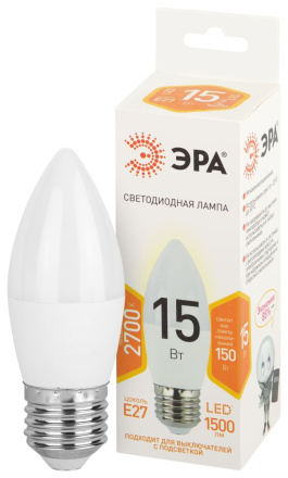 Лампа светодиодная Эра STD LED B35-15W-827-E27 2700K свеча