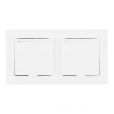 Розетка двойная (двухпостовая) с/з и шторками Arte Milano SET06-2-41-1x2 white