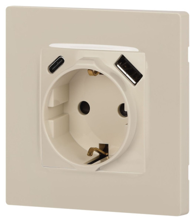 Розетка со шторками с USB type-A+C Эра 12-4108-02 Б0067731