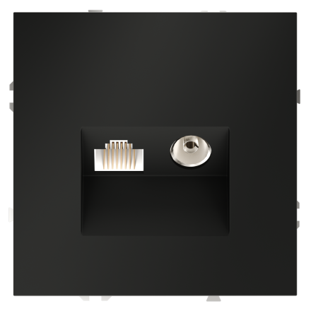 Розетка телевизионная встраиваемая Voltum S70 TV+RJ45 кат. 6, (черный матовый) VLS060708