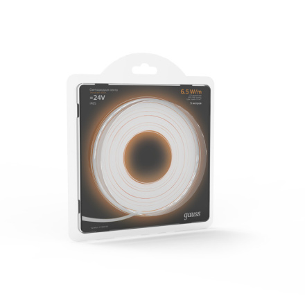 Светодиодная лента Gauss 24В 2835 6,5Вт/м 3000K 5м IP65 311000165