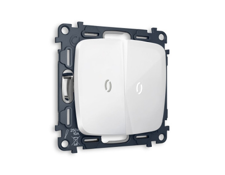 Комплект механизма 2-кл проходного выключателя с подсветкой Ambrella Volt Omega (OP1040, VM120, G25W) MO104035