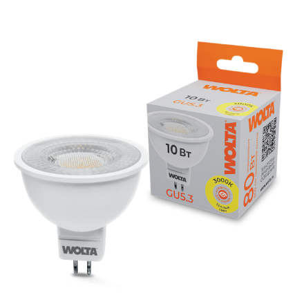 Светодиодная лампа WOLTA 10Вт 3000K GU5.3 матовая WSTD-MR16-220V10W3KGU5.3-L