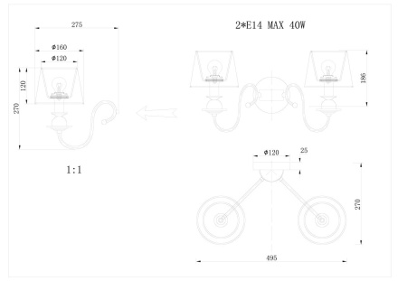 Бра Delight Collection KM0837W-2 chrome