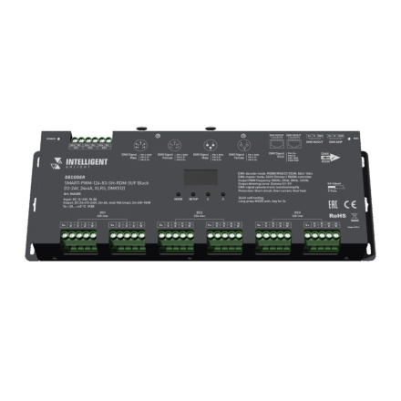 Декодер Arlight SMART-PWM-124-83-SH-RDM-SUF Black (12-24V, 24x4A, XLR3, DMX512) 046483