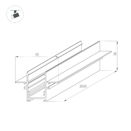 Шинопровод встраиваемый Arlight MAG-TRACK-2538-FDW-3000 046286