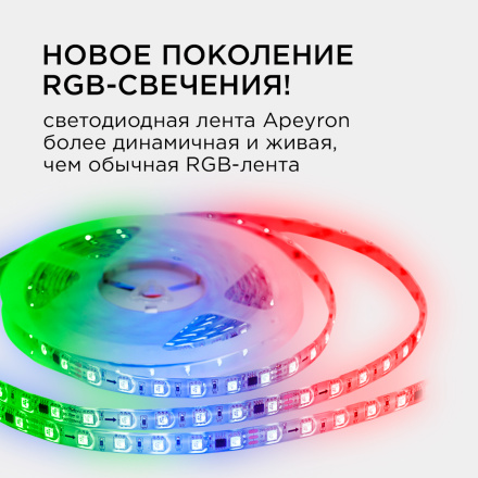 Комплект адресной светодиодной ленты Apeyron 24В 14,4Вт/м smd5050 60д/м IP65 5м RGB (адаптер питания, контроллер) 10-96