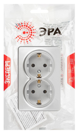 Розетка двойная с заземлением Эра 11-2205-03 Б0063046