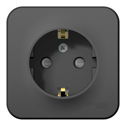 Розетка с/з со шторками, 16А, 250В Systeme Electric Blanca наруж Антрацит BLNRA011106