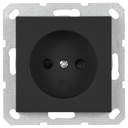 Розетка Jasmart без заземления с защитными шторками 16A 250V 2P черный матовый (soft touch) G5503PB