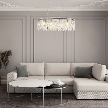 Подвесная люстра Eurosvet Blitz 60159/10 хром/ прозрачный хрусталь Strotskis a065323